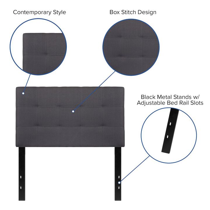 Flash Furniture Tufted Upholstered Twin Size Headboard in Dark Gray Fabric