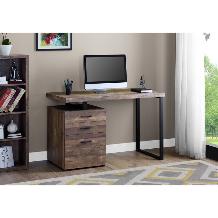 Monarch Specialties I 7408 Computer Desk, Home Office, Laptop, Left, Right Set-up, Storage Drawers, 48"L, Work, Metal, Laminate, Brown, Black, Contemporary, Modern