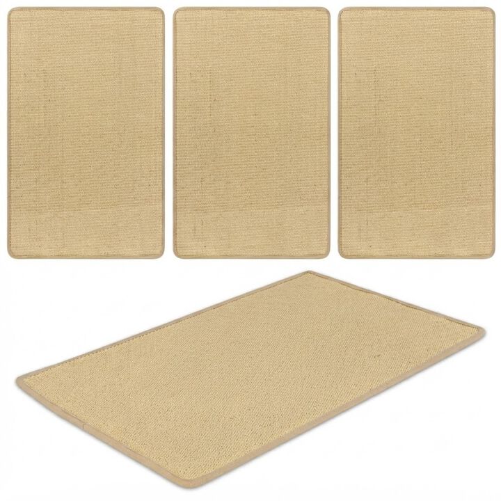 4 Piece Cat Scratching Pad Set for Indoor Cat Activity-Natural