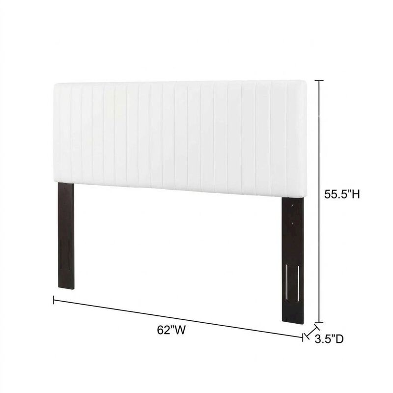 White Faux Leather Headboard with Padded Upholstery and Sturdy Frame image number 3