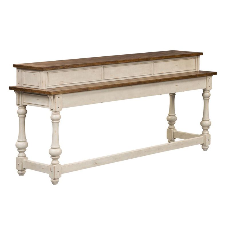 Liberty Furniture Morgan Creek Console Bar Table in Antique White w/ Wirebrushed Tobacco Accents image number 0