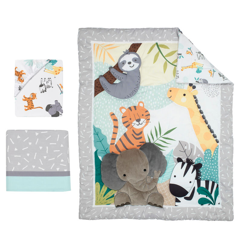 Bedtime Originals Mighty Jungle Animals 3-Piece Baby Nursery Crib Bedding Set