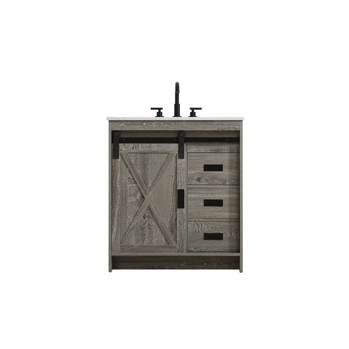 Elegant Kitchen and Bath Austin 30 Inch Single Bathroom Vanity In Rustic Grey