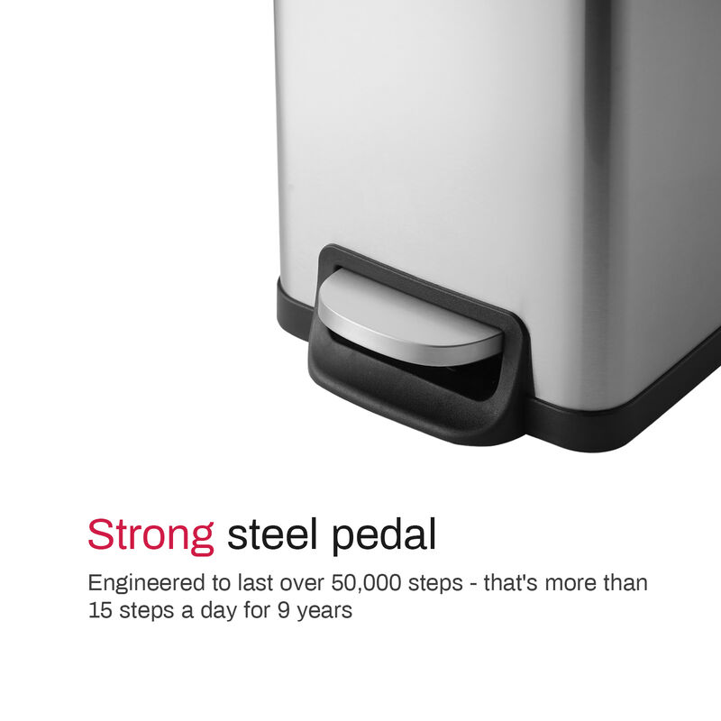 11.9 Gal./ 45 Liter  Slim Stainless Steel Step-on kitchen Trash Can image number 5