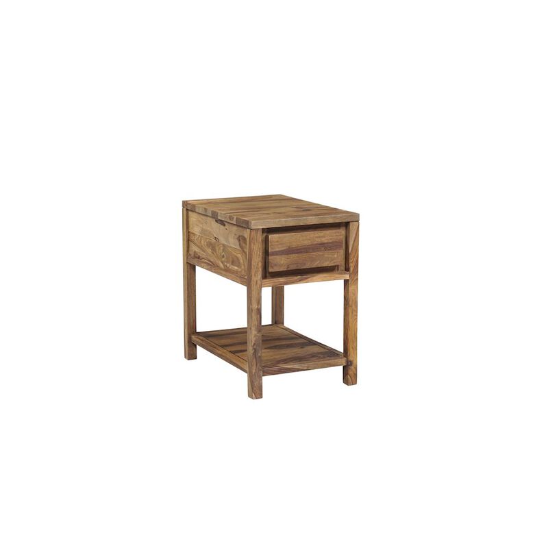 Porter Designs Urban Solid Sheesham Wood End Table, Natural