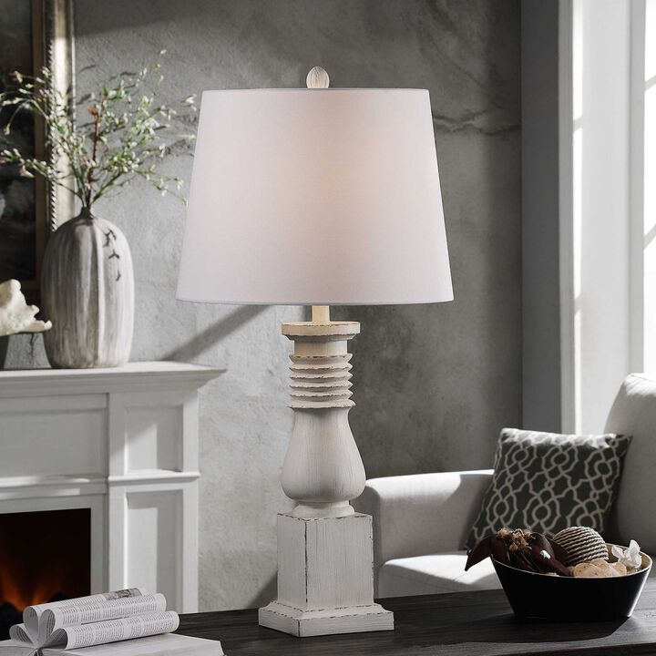Old White Istress Table Lamp (Set of 2)