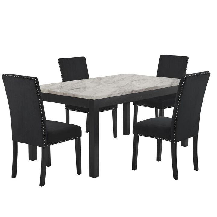 New Classic Furniture Furniture Celeste Wood Dining Table with Faux Marble Top in Espresso