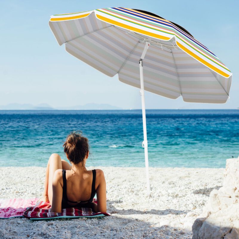 6.5 Feet Beach Umbrella with UPF 50+ Sun Protection and Push Button Tilt-Colorful image number 9