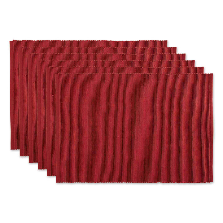 Set of 6 Barn Red Ribbed Placemat  19"