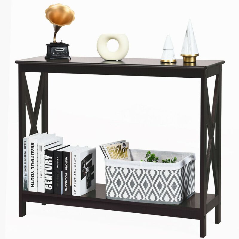 2-Tier Console X-Design Sofa Side Accent Table image number 6