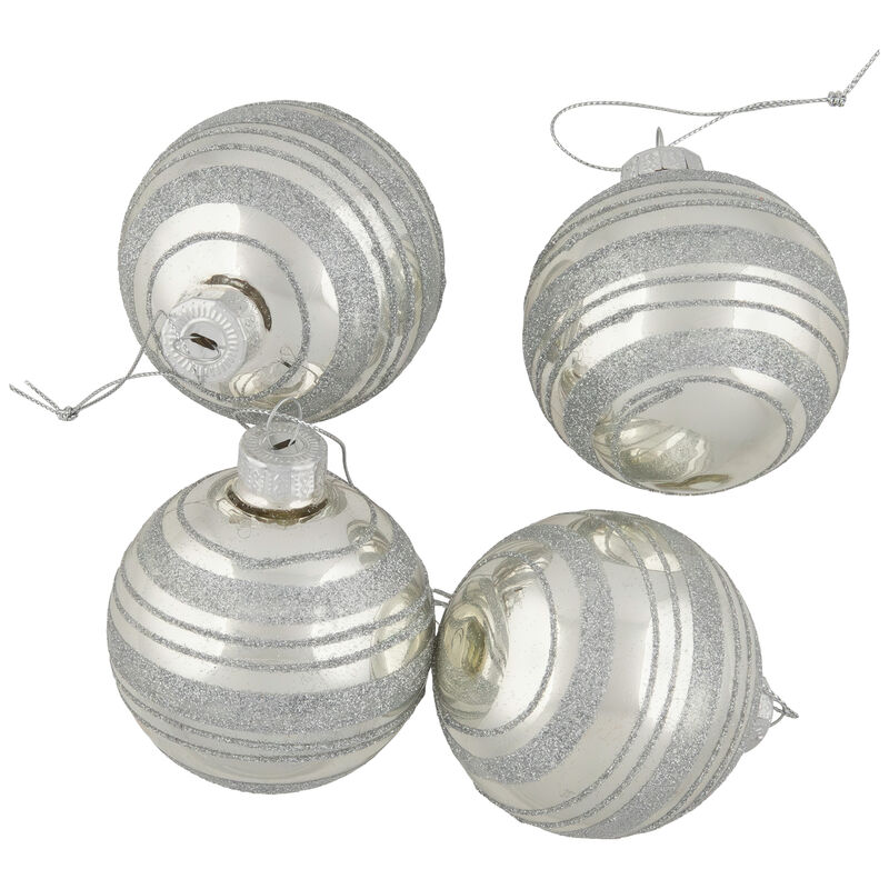 Set of 4 Silver Christmas Ball Ornaments 2.5" (67mm) image number 7