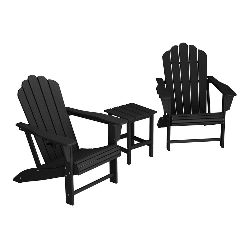 WestinTrends 3-Piece Outdoor Patio HDPE Adirondack Chair With Cup Holder and Table Set