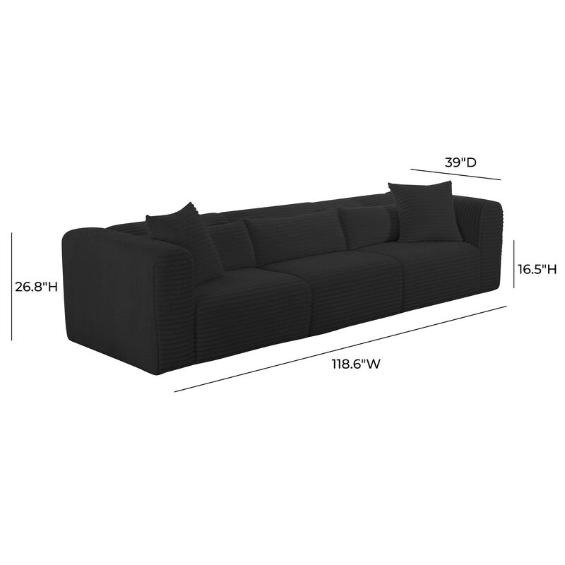 Tarra Fluffy Oversized Black Corduroy Modular Sofa image number 3