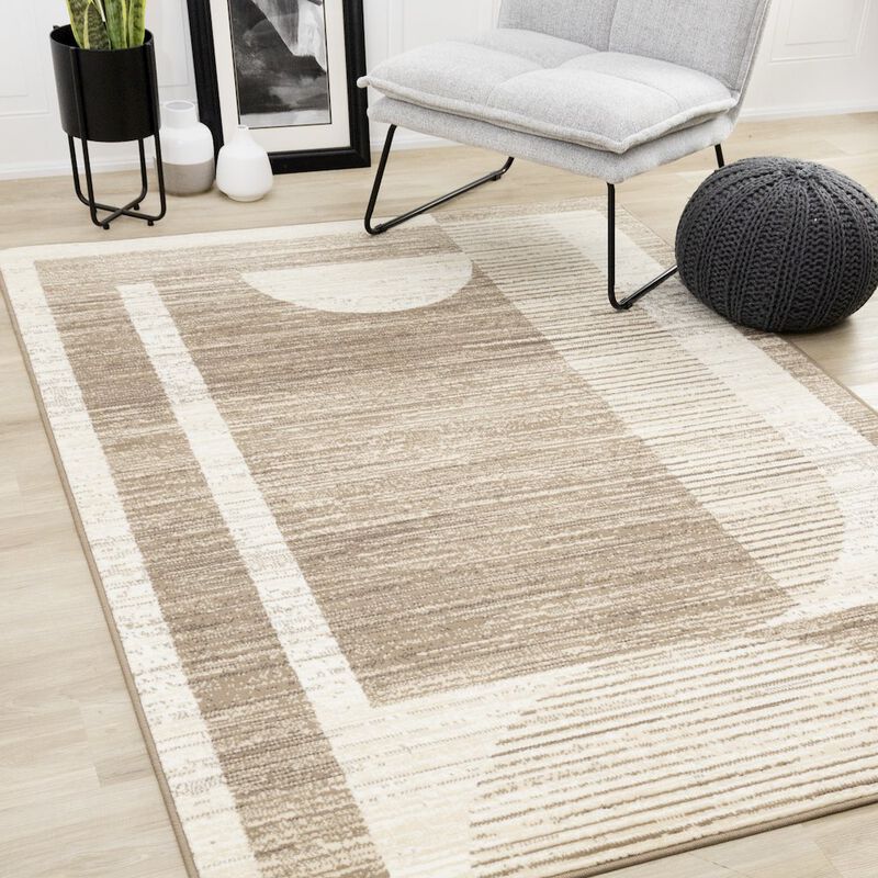 Novelle Home Abstract Geometric Rug in Brown Beige, 7x10 Rug Comfy Area Rug for Homes image number 1