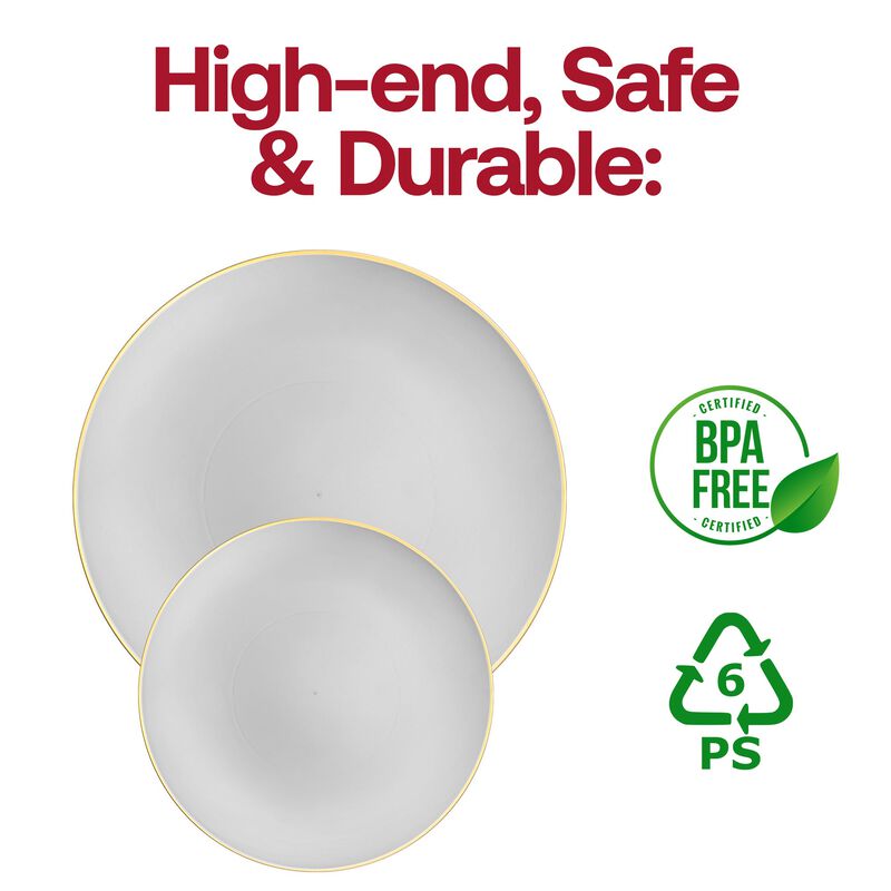 Gray with Gold Organic Round Plastic Dinnerware Value Set (40 Sets) image number 5