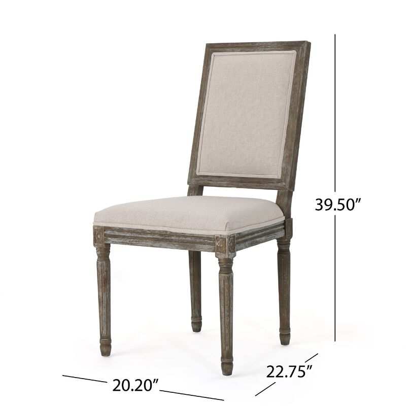 Side Dining Chair Set of 2, Wheat Beige Polyester, Distressed Brown image number 5