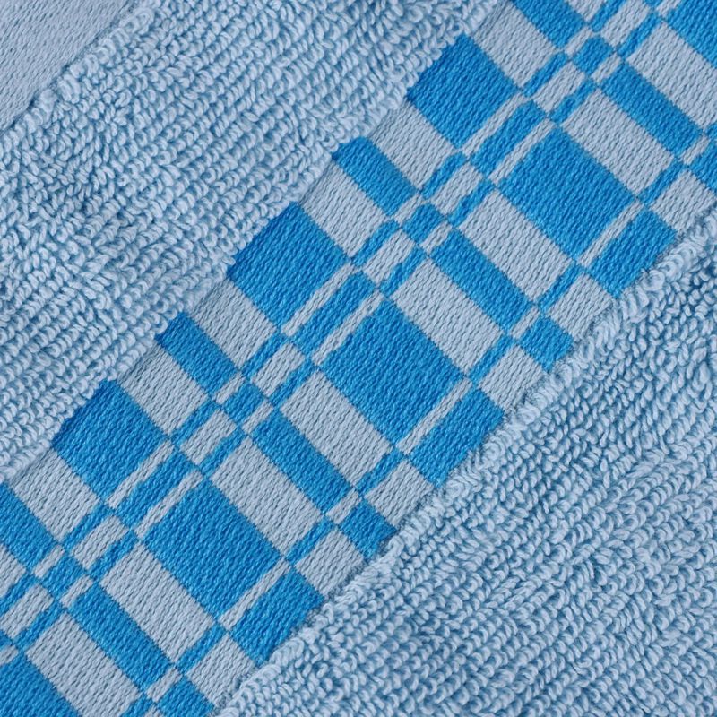 4-Piece Cotton Bath Towel Set with Geometric Border Design image number 3