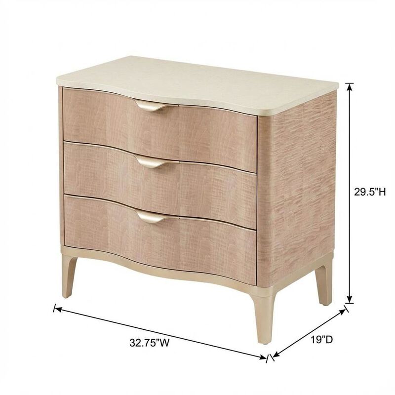 Blush Nightstand with Marble Top and Modern Design for Bedroom Storage image number 6