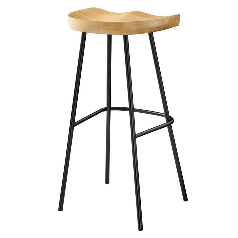 Modway EEI-6742-OAK Concord Backless Wood Bar Stools - Set of 2, Oak image number 5