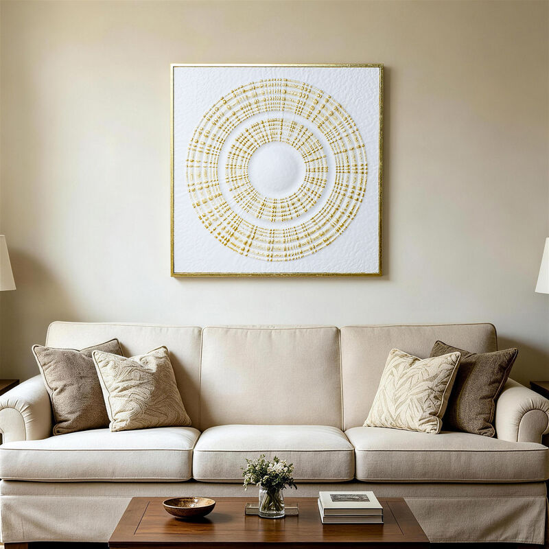31.5" Modern Radiant Gold Metal Square Wall Art Decor image number 3