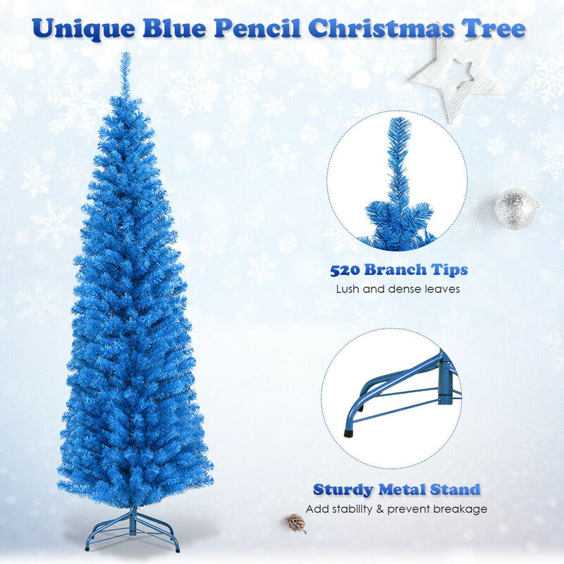 Unlit Artificial Christmas Halloween Pencil Tree with Metal Stand