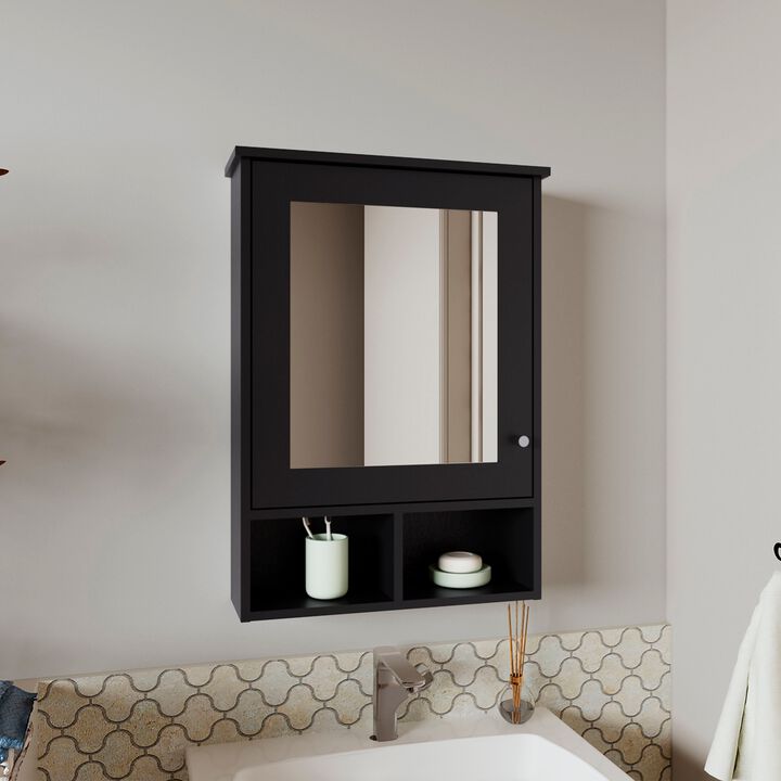 Anamoose Medicine Cabinet 29" H, with 5 Shelves, 1 Door, and 1 Mirror, Black