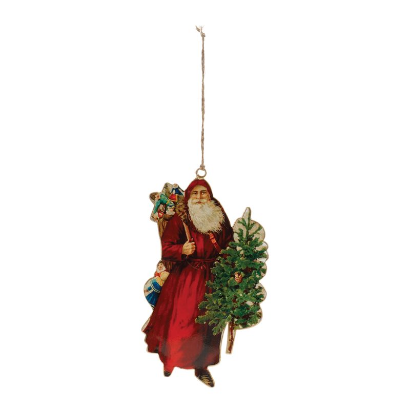 Vintage-Inspired Metal Santa Ornaments, Set of 6 for Festive Tree or Wreath Styling