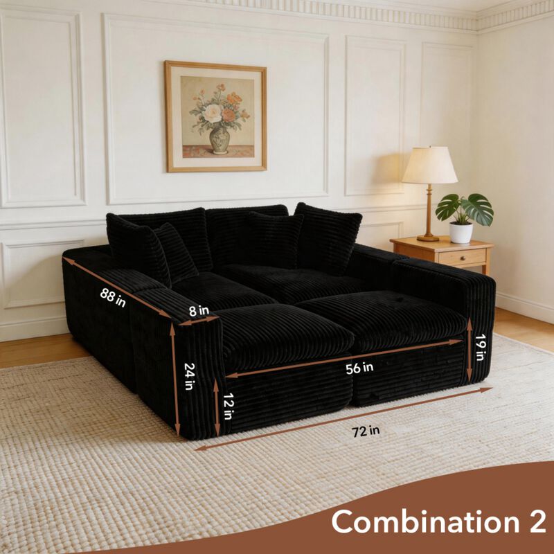 Nespfe Modular U-Shaped Compressed Sectional Sofa image number 8