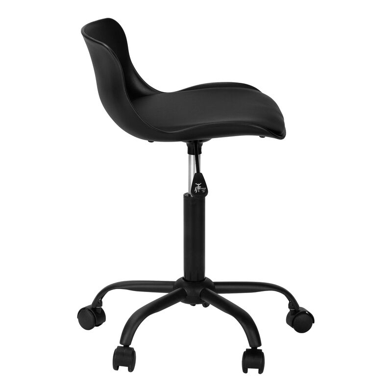 Monarch Specialties I 7464 Office Chair, Adjustable Height, Swivel, Ergonomic, Computer Desk, Work, Juvenile, Metal, Pu Leather Look, Black, Contemporary, Modern