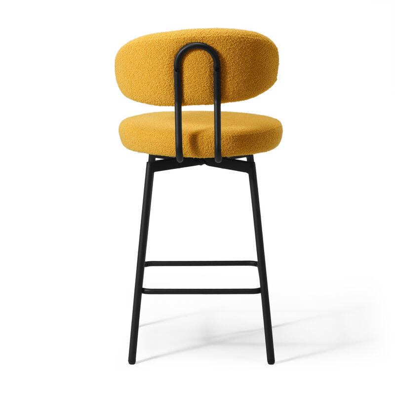 WestinTrends Modern Upholstered Sherpa Fabric Counter Height Bar Stools with Back (Set of 2) image number 4