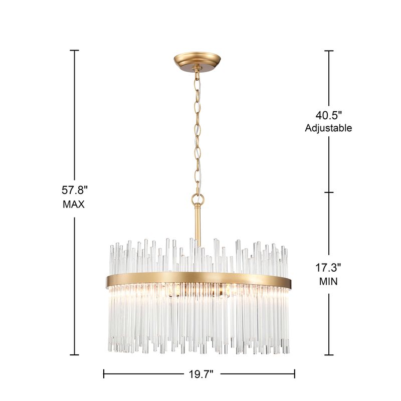 Elisa 5-light Shiny Bronze Chandelier with Clear Glass Bars image number 7