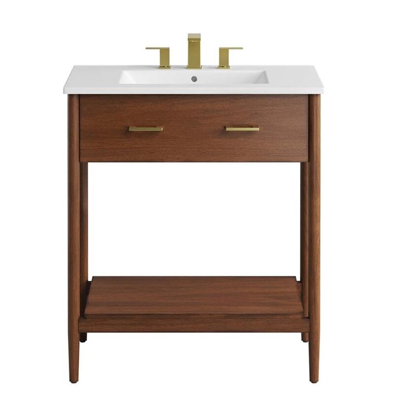 Modway EEI-6662-WAL-WHI Zaire 30" Bathroom Vanity, Walnut White image number 3