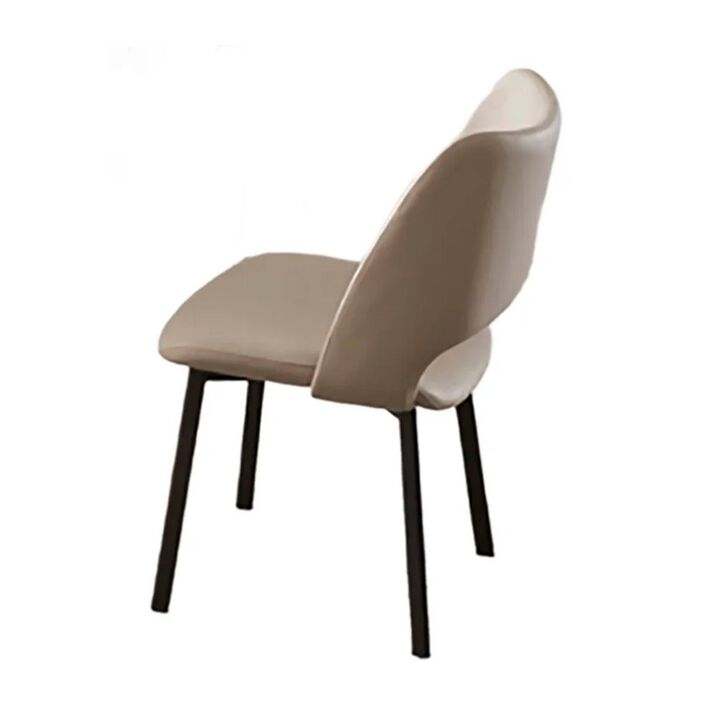 Hem 22 Inch Dining Chair Set of 2, Beige Faux Leather, Armless Open Back - Benzara