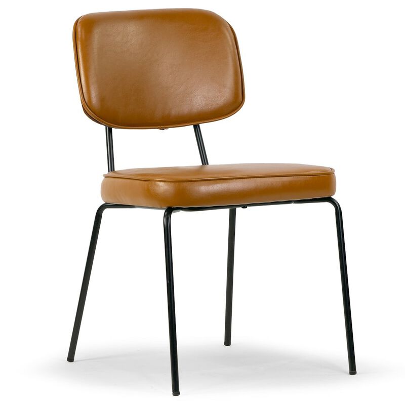 Glamour Home Set of 2 Aven Cappuccino Faux Leather Dining Chair with Black Metal Legs