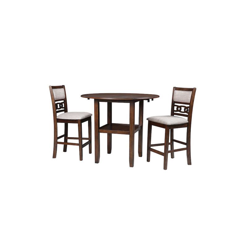 Brown Cherry 3 Piece Drop Leaf Table and 2 Chairs, Small Round Dining Table Set image number 0