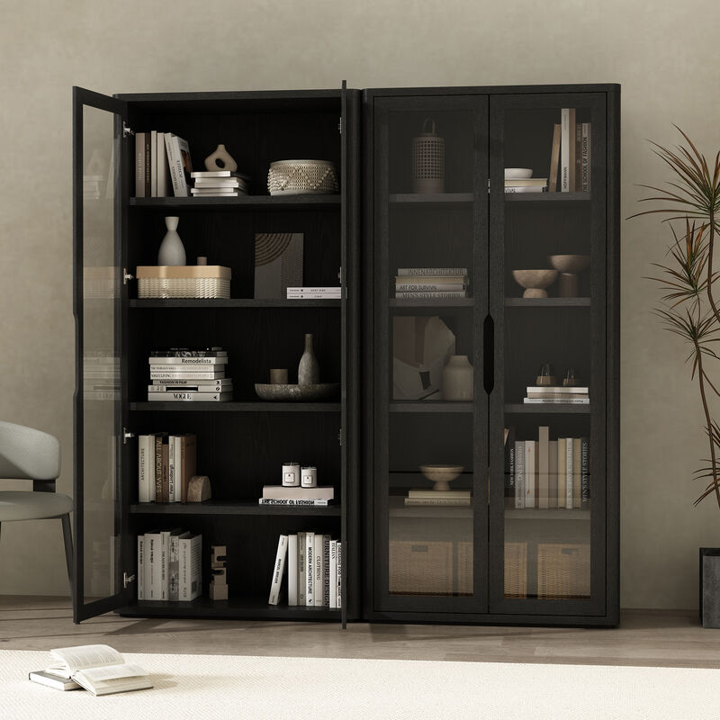 Rivington Black Bookcase Cabinet (Set of 2)