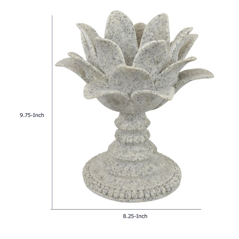 Tabletop D&eacute;cor Candle Holder, Lotus Leaf Sculptural, Speckled Gray, 10 Inch image number 7