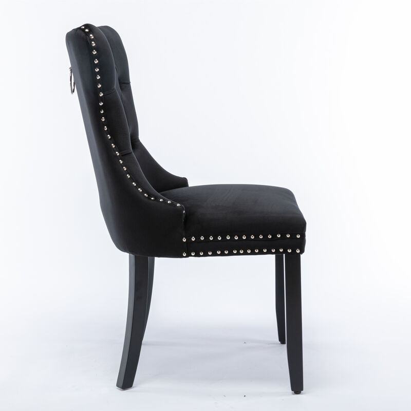 Streamdale Contemporary Velvet Dining Chairs, Black, 2-Pcs Set image number 4