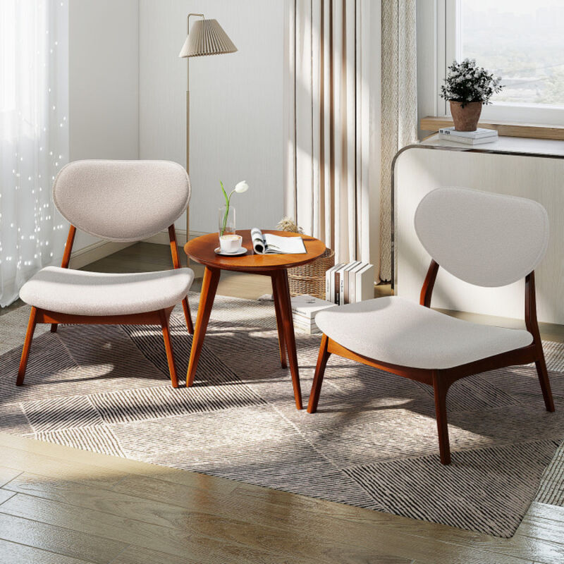 Set of 2 Accent Chairs with Matching Side Table and Solid Wood Frame image number 4