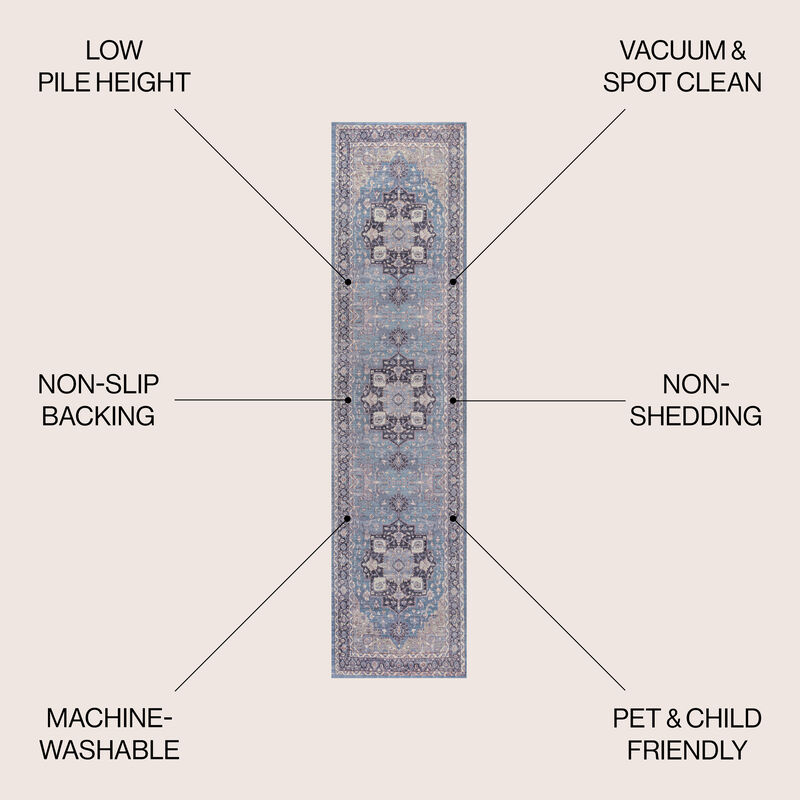 Maris Ornate Medallion Machine-Washable Area Rug