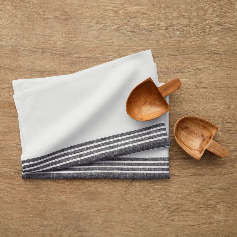 Solino Home 100% Pure Linen Kitchen Towels 17 x 26 Inch Set of 2 - Farmhouse