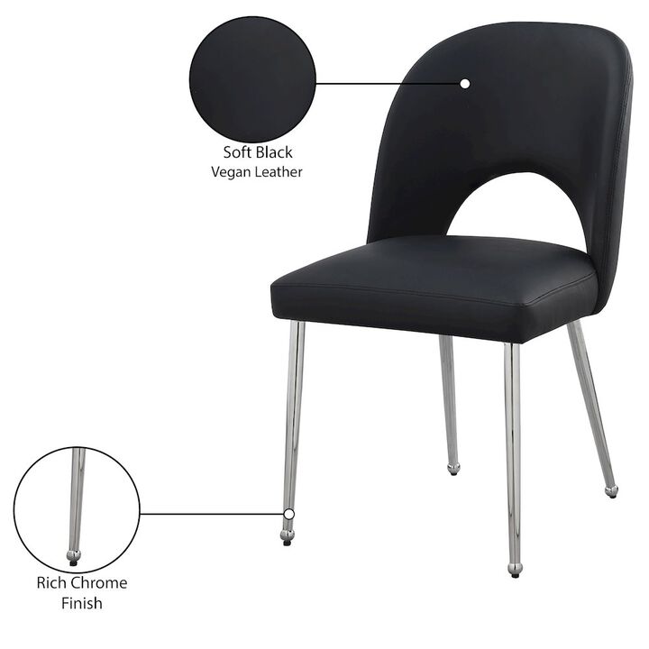 Meridian Furniture Logan Black Vegan Leather Dining Chair, Set of 2