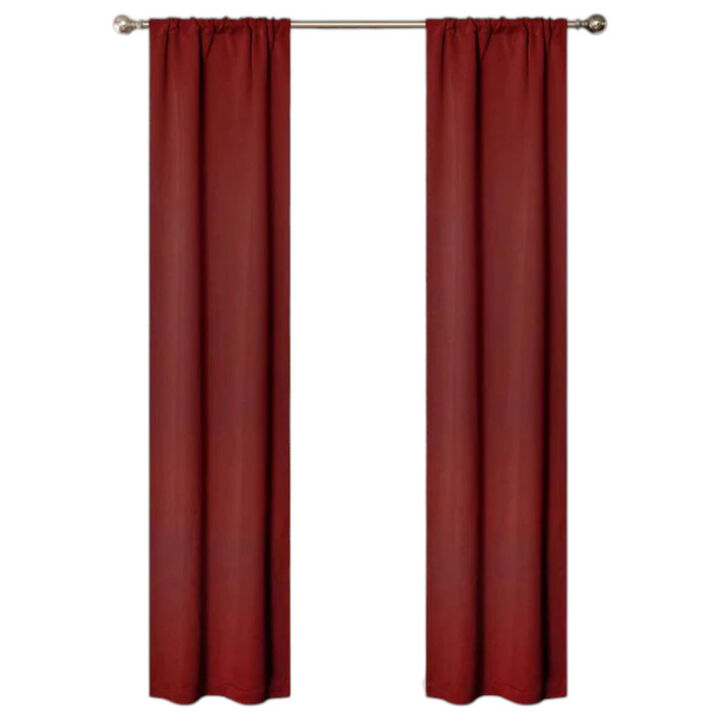 Set of 2 Blackout Curtains Rod Pocket Solid Room Darkening