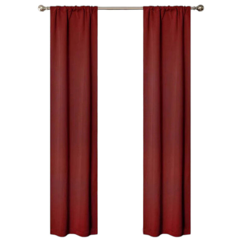 Set of 2 Blackout Curtains Rod Pocket Solid Room Darkening image number 0
