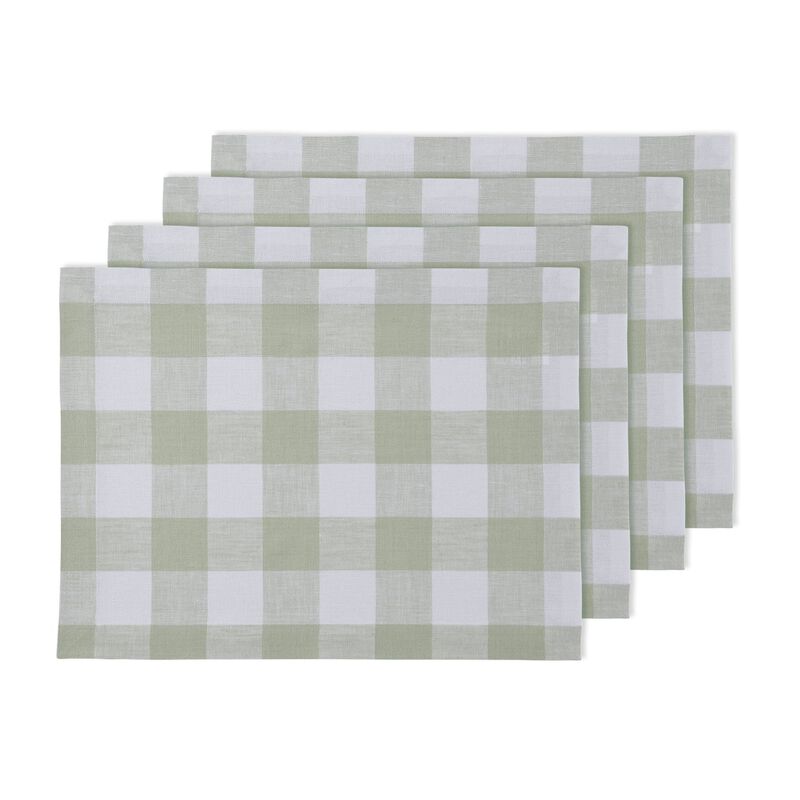 Solino Home Buffalo Check 100% Linen Placemats &ndash; Set of 4, 14 x 19 in, Machine Washable, Holiday and Everyday Dining