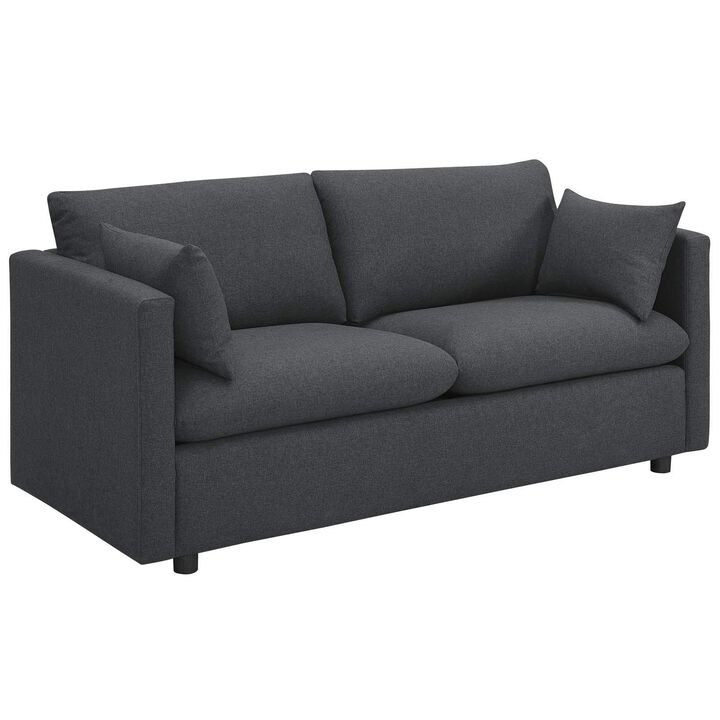 Modway Activate Contemporary Modern Fabric Upholstered Apartment Sofa Couch In Gray