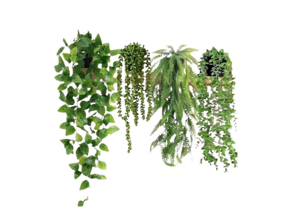 4 Pack Artificial Hanging Plants Pots Realistic Fake Eucalyptus Ivy Vine Potted