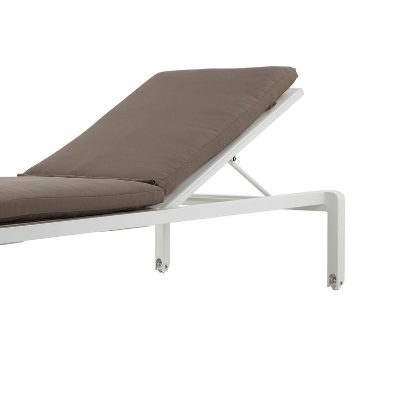 76 x 25 Outdoor Lounger Cushion, 2 Inch Thick Padding, Modern Gray Fabric-Benzara
