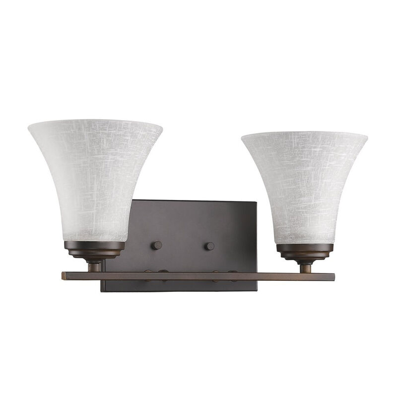 Hivvago Two Light Bronze Wall Light with Tapered Glass Shade