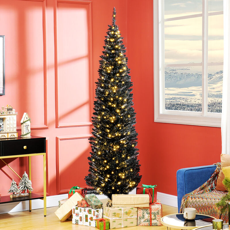 7' Slim Pencil Artificial Christmas Tree with LEDs image number 1